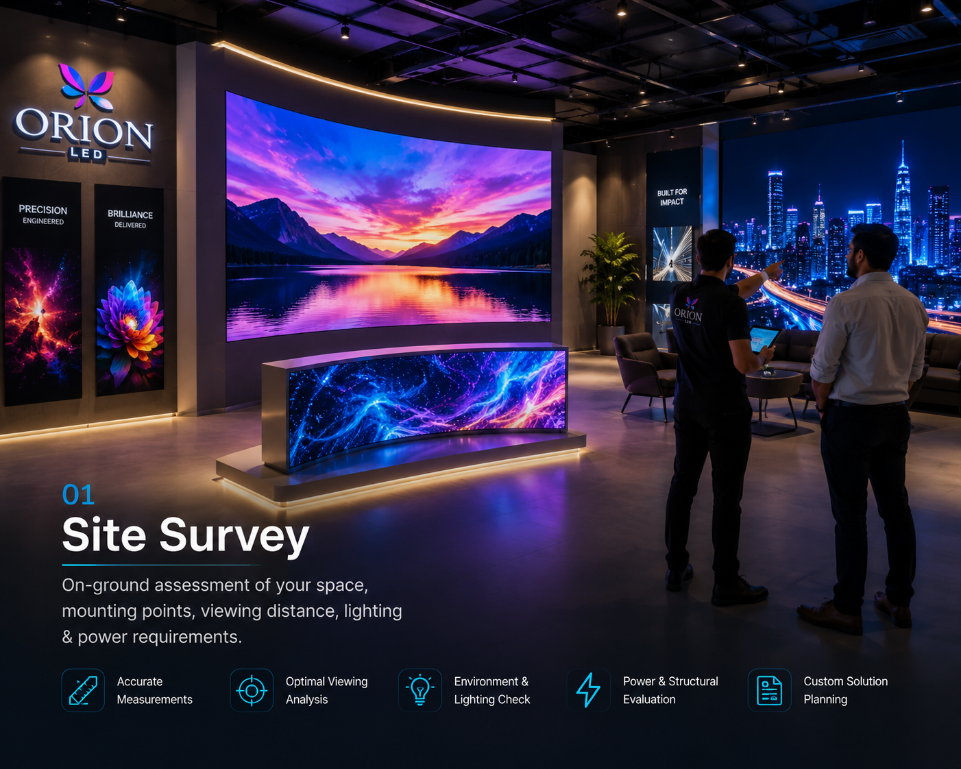 On-site LED display site survey and installation planning
